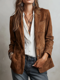 Jana – Suede Button-Front Blazer | Timeless Layer for Everyday Elegance